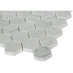 White Carrara 2" Hexagon