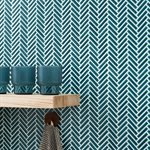 Motek Teal Crackled Glossy Herringbone